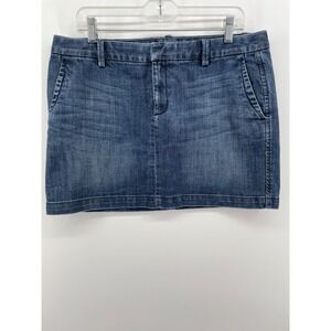 Gap Denim Mini Skirt Womens 12 Blue Stretch Western Minimalist Capsule Wardrobe
